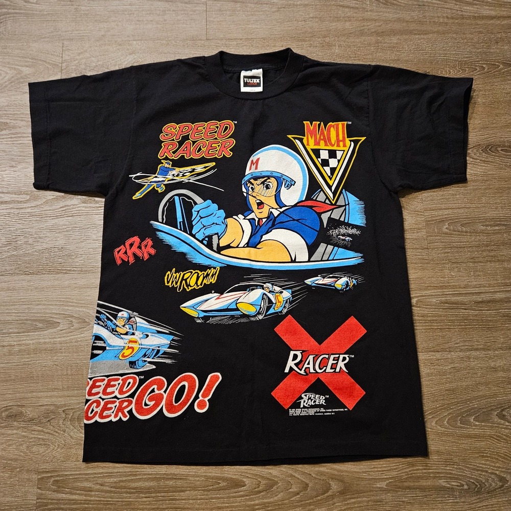 Vintage 1992 Speed Racer T Shirt Large Mach 5 Racer X AOP Tultex Anime READ